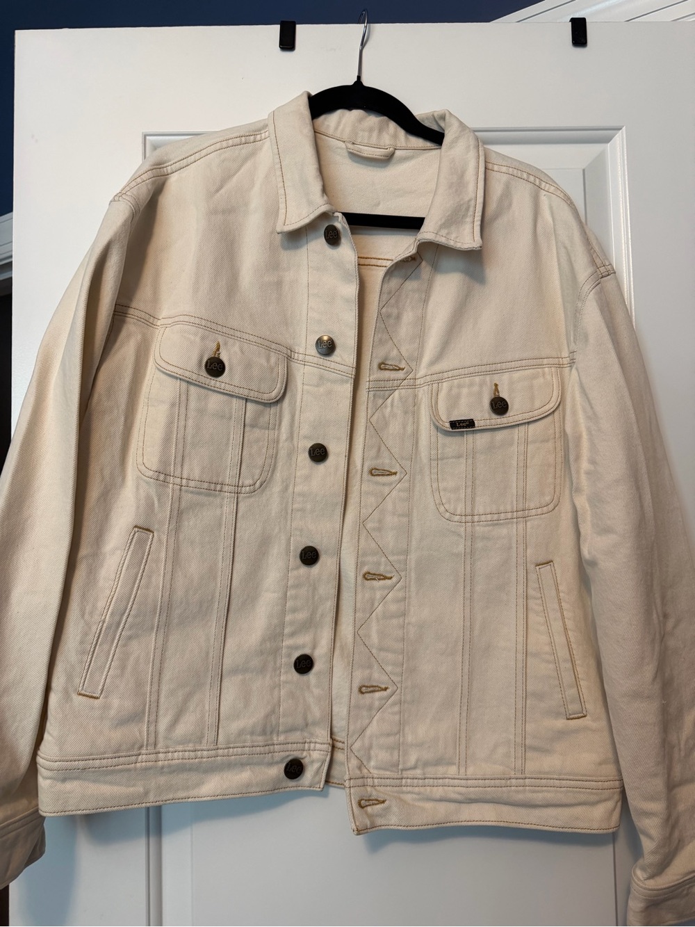 Women’s Cream Denim Jacket - Classic Button-Up Trucker